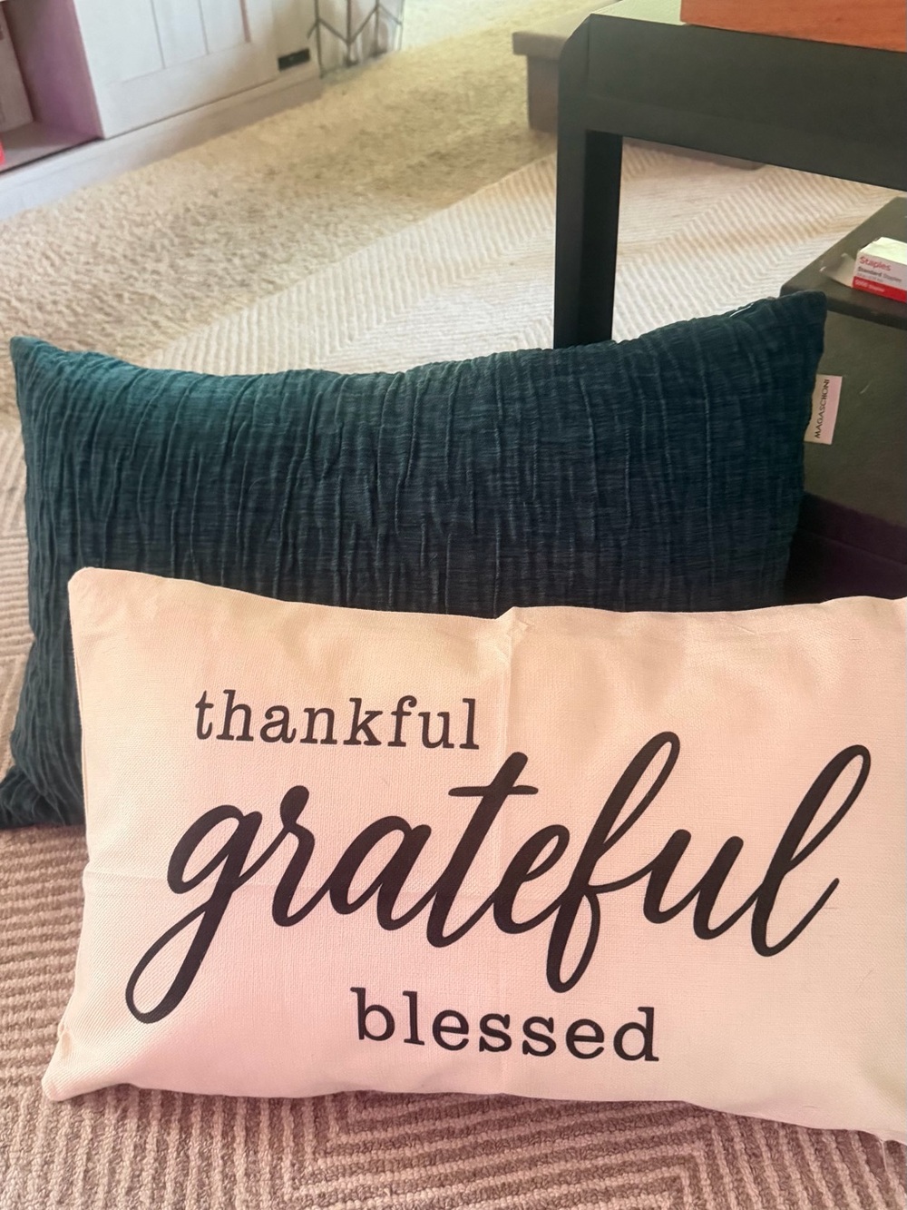 Magaschoni Teal 'Thankful Grateful Blessed' Holiday Pillow Set